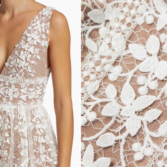 Bronx and Banco Megan V Neck Lace Gown - Picture 4 of 6